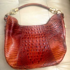 BRAHMIN Melbourne Collection Large Duxbury Crocodile-Embossed Dome Satchel Bag